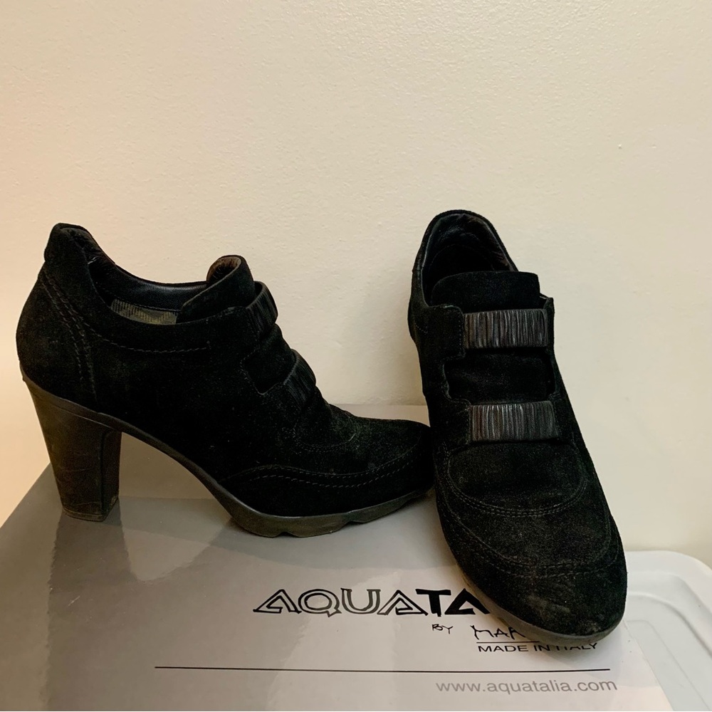 Aquatalia Waterproof Suede Black Booties 7.5